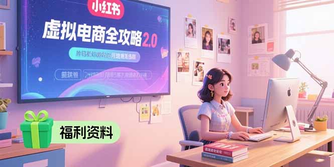 虚拟电商全攻略2.0，开店选品实操流程，账号定位、货源发布、笔记发布技巧网赚项目-副业赚钱-互联网创业-资源整合百读客