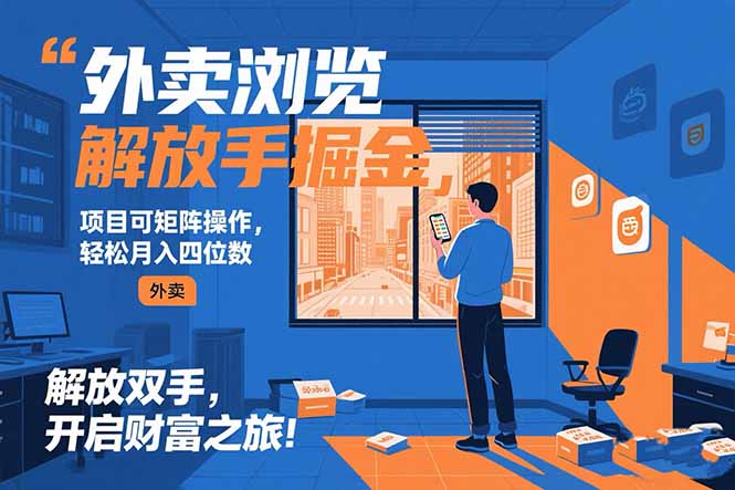 外卖浏览掘金项目 可矩阵操作 轻松日入500+网赚项目-副业赚钱-互联网创业-资源整合百读客
