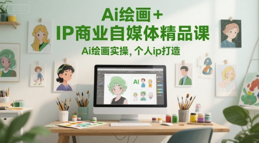 Ai绘画+IP商业自媒体精品课，Ai绘画实操，个人ip打造网赚项目-副业赚钱-互联网创业-资源整合百读客