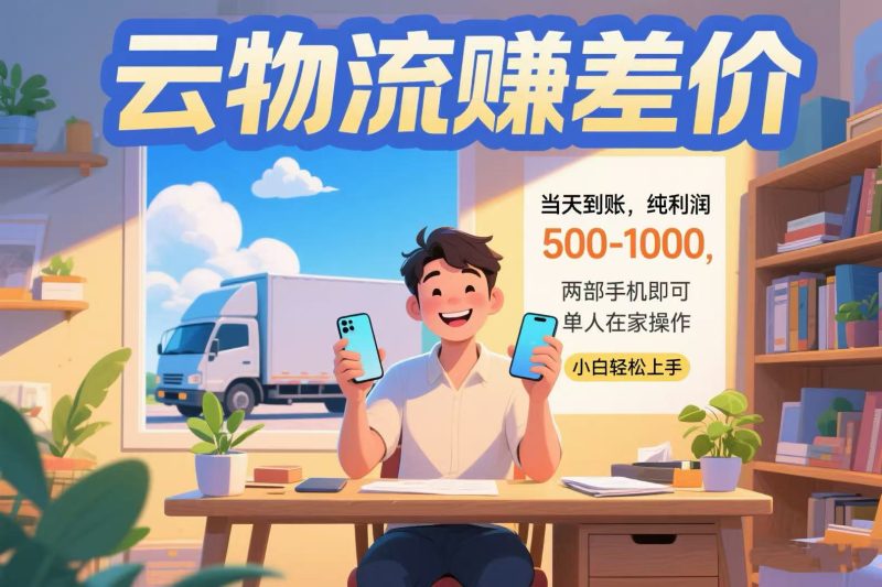 云物流赚差价 当天到账纯利润500-1000 两部手机即可 可单人在家操作 小…网赚项目-副业赚钱-互联网创业-资源整合百读客