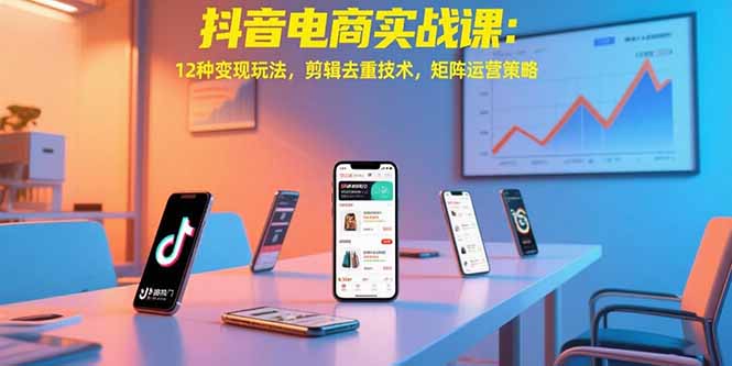 抖音电商实战课：12种变现玩法，剪辑去重技术，矩阵运营策略网赚项目-副业赚钱-互联网创业-资源整合百读客