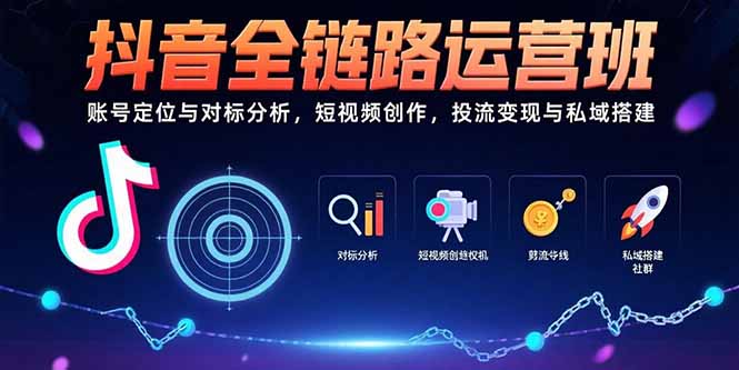 抖音全链路运营班：账号定位与对标分析，短视频创作，投流变现与私域搭建网赚项目-副业赚钱-互联网创业-资源整合百读客