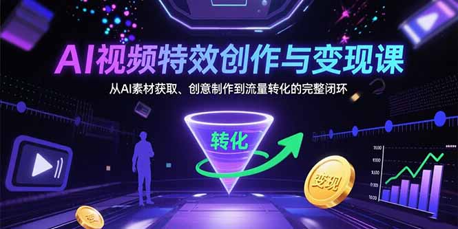AI视频特效创作与变现课：从AI素材获取、创意制作到流量转化的完整闭环网赚项目-副业赚钱-互联网创业-资源整合百读客