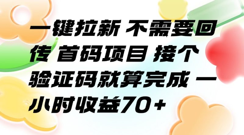 一键拉新 不需要回传 首码项目 接个验证码就算完成 一小时收益70+网赚项目-副业赚钱-互联网创业-资源整合百读客