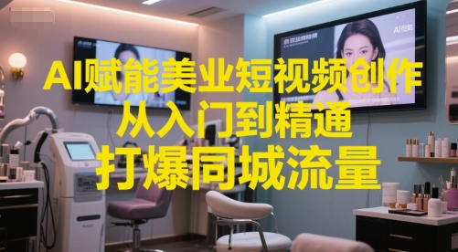 AI赋能美业短视频创作,从入门到精通,打爆同城流量,超级AI工具短视频实操落地网赚项目-副业赚钱-互联网创业-资源整合百读客