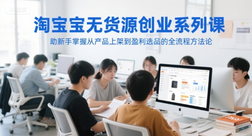 淘宝无货源创业系列课，助新手掌握从产品上架到盈利选品的全流程方法论网赚项目-副业赚钱-互联网创业-资源整合百读客