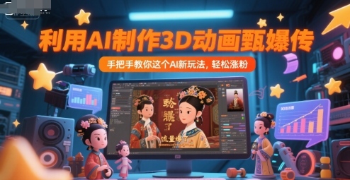 利用AI制作3D动画甄嬛传，流量爆了，手把手教你这个AI新玩法，轻松涨粉网赚项目-副业赚钱-互联网创业-资源整合百读客