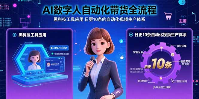 AI数字人自动化带货全流程：黑科技工具应用 日更10条的自动化视频生产体系网赚项目-副业赚钱-互联网创业-资源整合百读客