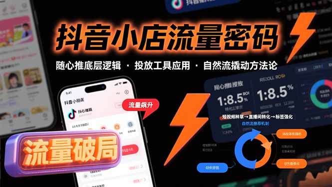 抖音小店流量密码，随心推底层逻辑，投放工具应用，自然流撬动核心方法论网赚项目-副业赚钱-互联网创业-资源整合百读客