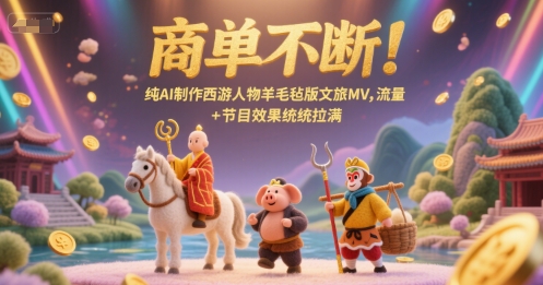 商单不断!纯AI制作西游人物羊毛毡版文旅MV,流量+节目效果统统拉满网赚项目-副业赚钱-互联网创业-资源整合百读客