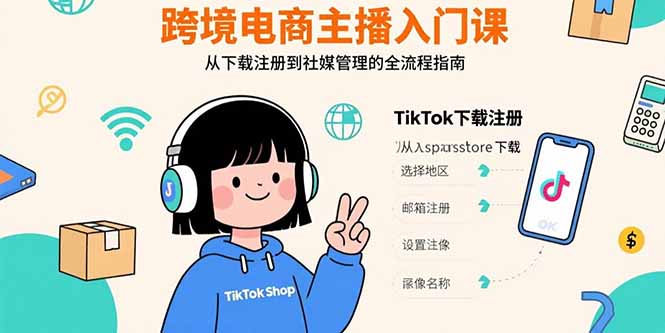 跨境电商主播入门课，TikTok下载注册，支付工具配置，社媒账号管理全流程网赚项目-副业赚钱-互联网创业-资源整合百读客