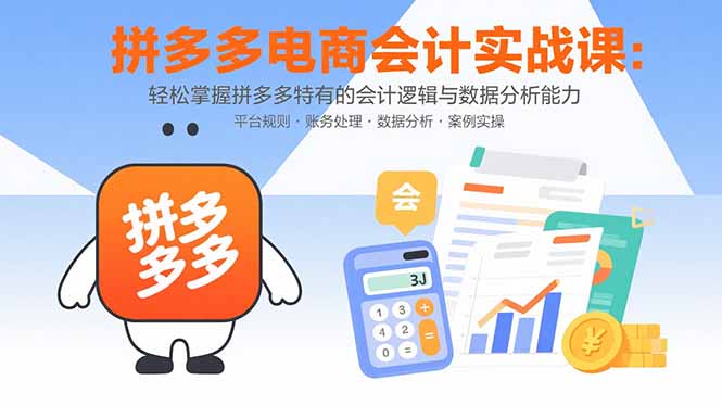 拼多多电商会计实战课:轻松掌握拼多多特有的会计逻辑与数据分析能力网赚项目-副业赚钱-互联网创业-资源整合百读客