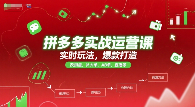 拼多多实战运营课,实时玩法,爆款打造,改销量,补大单,AB单,直播等(更新2025月)网赚项目-副业赚钱-互联网创业-资源整合百读客