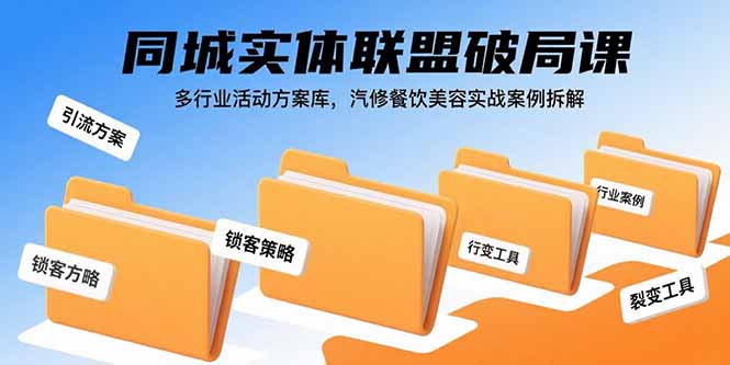 同城实体联盟破局课，多行业活动方案库，汽修餐饮美容实战案例拆解网赚项目-副业赚钱-互联网创业-资源整合百读客