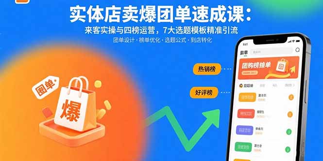 实体店卖爆团单速成课：来客实操与四榜运营，7大选题模板精准引流网赚项目-副业赚钱-互联网创业-资源整合百读客