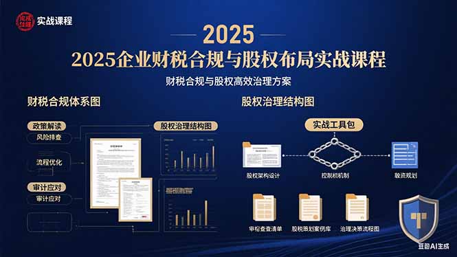 2025企业财税合规与股权布局的实战课程：财税合规与股权高效治理方案网赚项目-副业赚钱-互联网创业-资源整合百读客