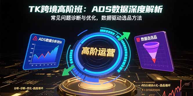 TK跨境高阶班：ADS数据深度解析，常见问题诊断与优化，数据驱动选品方法网赚项目-副业赚钱-互联网创业-资源整合百读客