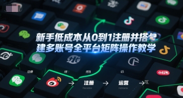 新手低成本从0到1注册并搭建多账号全平台矩阵操作教学，手机号-邮箱-IP-工具网赚项目-副业赚钱-互联网创业-资源整合百读客