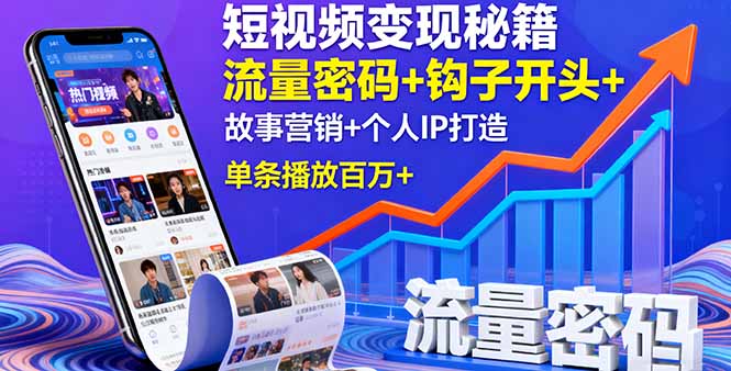 短视频变现秘籍,流量密码+钩子开头+故事营销+个人IP打造,单条播放百万+网赚项目-副业赚钱-互联网创业-资源整合百读客