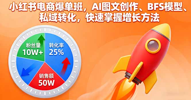 小红书电商爆单班，AI图文创作、BFS模型、私域转化，快速掌握增长方法网赚项目-副业赚钱-互联网创业-资源整合百读客