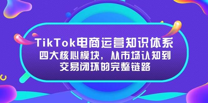 TikTok电商运营知识体系：四大核心模块，从市场认知到交易闭环的完整链路网赚项目-副业赚钱-互联网创业-资源整合百读客