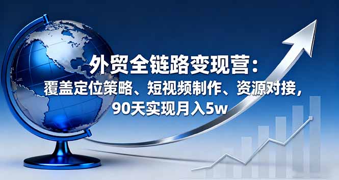 外贸全链路变现营：覆盖定位策略、短视频制作、资源对接，90天实现月入5w网赚项目-副业赚钱-互联网创业-资源整合百读客
