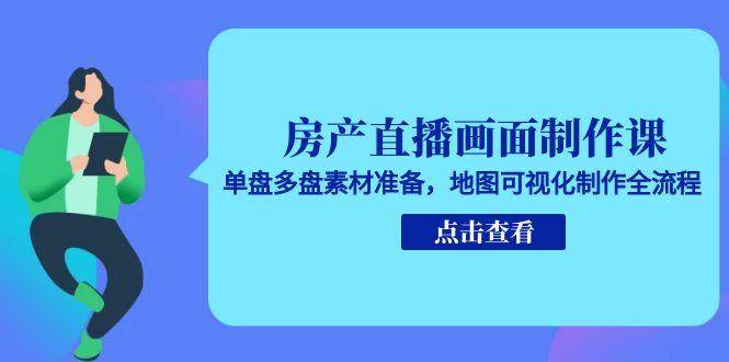 房产直播画面制作课，单盘多盘素材准备，地图可视化制作全流程网赚项目-副业赚钱-互联网创业-资源整合百读客