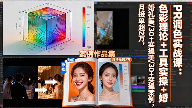 PR调色实战课：色彩理论+工具实操+婚礼医美/30+实操案例，月接单超2万网赚项目-副业赚钱-互联网创业-资源整合百读客