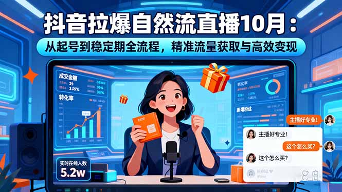 抖音拉爆自然流直播10月:从起号到稳定期全流程,精准流量获取与高效变现网赚项目-副业赚钱-互联网创业-资源整合百读客