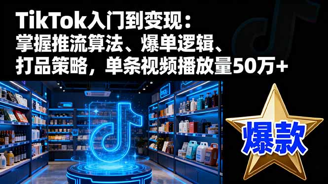 TikTok入门到变现：掌握推流算法、爆单逻辑、打品策略，单条视频播放量50w网赚项目-副业赚钱-互联网创业-资源整合百读客