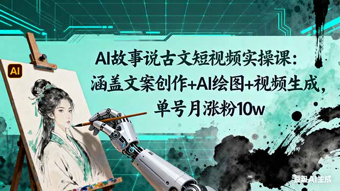 AI故事说古文短视频实操课：涵盖文案创作+AI绘图+视频生成，单号月涨粉10w网赚项目-副业赚钱-互联网创业-资源整合百读客