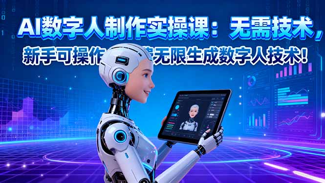 AI数字人制作实操课:无需技术,新手可操作,免费无限生成数字人技术!网赚项目-副业赚钱-互联网创业-资源整合百读客