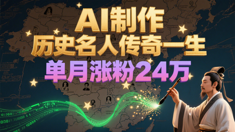 暴力起号!用AI制作历史名人传奇一生,单月涨粉24万,涨粉+变现赛道黑马来了网赚项目-副业赚钱-互联网创业-资源整合百读客