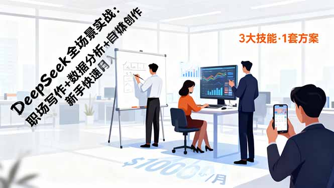 DeepSeek全场景实战：职场写作+数据分析+自媒体创作，新手快速月入过万网赚项目-副业赚钱-互联网创业-资源整合百读客