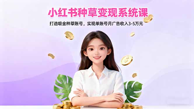 小红书种草变现系统课：打造吸金种草账号，实现单账号月广告收入3-5万元网赚项目-副业赚钱-互联网创业-资源整合百读客