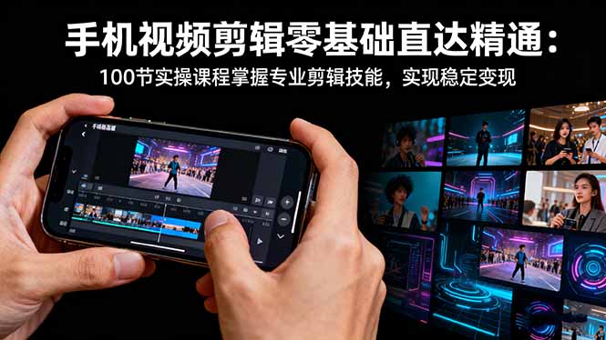 手机视频剪辑零基础直达精通：100节实操课程掌握专业剪辑技能，实现稳…网赚项目-副业赚钱-互联网创业-资源整合百读客