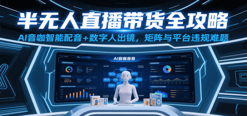 半无人直播带货全攻略:AI音咖智能配音+数字人出镜,解决账号矩阵与平台违规难题网赚项目-副业赚钱-互联网创业-资源整合百读客