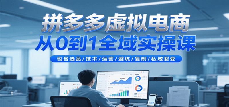 拼多多虚拟电商从0到1全域实操课,包含选品/技术/运营/避坑/复制/私域裂变网赚项目-副业赚钱-互联网创业-资源整合百读客