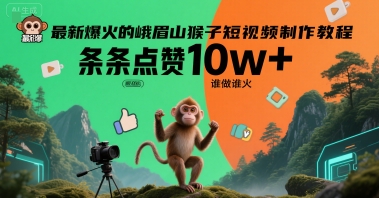 最新爆火的峨眉山猴子短视频制作教程，条条点赞10w+，谁做谁火【教程+提示词】网赚项目-副业赚钱-互联网创业-资源整合百读客