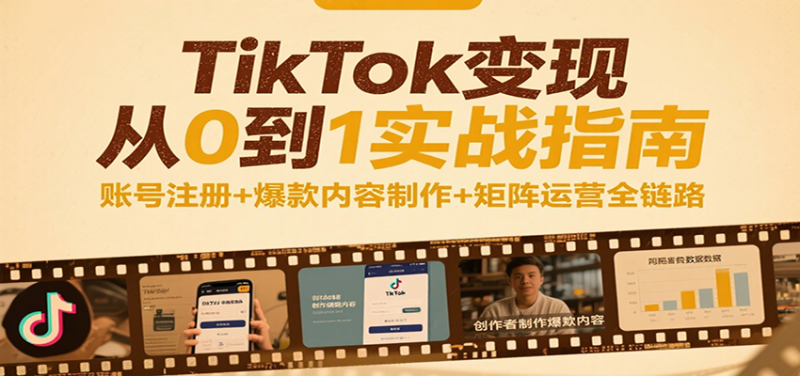 TikTok变现从0到1实战指南:账号注册+爆款内容制作+矩阵运营全链路网赚项目-副业赚钱-互联网创业-资源整合百读客