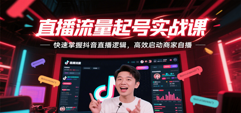 直播流量起号实战课,快速掌握抖音直播逻辑,高效启动商家自播网赚项目-副业赚钱-互联网创业-资源整合百读客