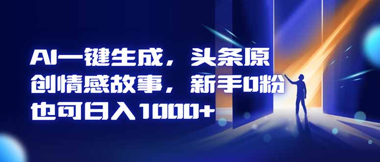 AI一键生成，头条原创情感故事，新手0粉也可日入1000+网赚项目-副业赚钱-互联网创业-资源整合百读客