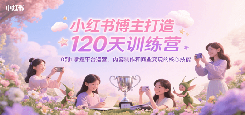 小红书博主打造120天训练营,0到1掌握平台运营、内容制作和商业变现网赚项目-副业赚钱-互联网创业-资源整合百读客