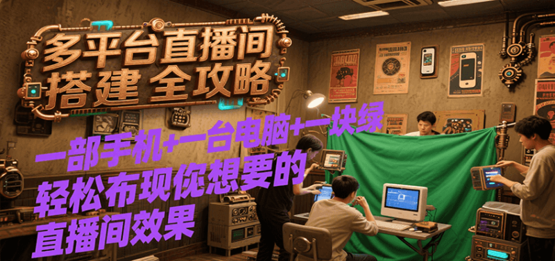 多平台直播间搭建全攻略，一部手机+一台电脑+一块绿布轻松实现你想要的直播间效果网赚项目-副业赚钱-互联网创业-资源整合百读客