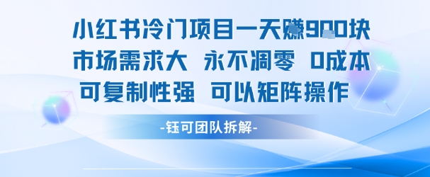 小红书冷门项目一天收益9张，市场需求大，0成本，可复制性强可以矩阵操作网赚项目-副业赚钱-互联网创业-资源整合百读客