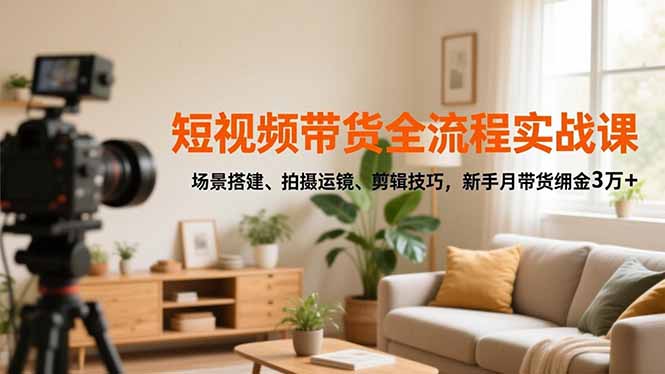 短视频带货全流程实战课,场景搭建、拍摄运镜、剪辑技巧,新手月带货佣金3万+网赚项目-副业赚钱-互联网创业-资源整合百读客