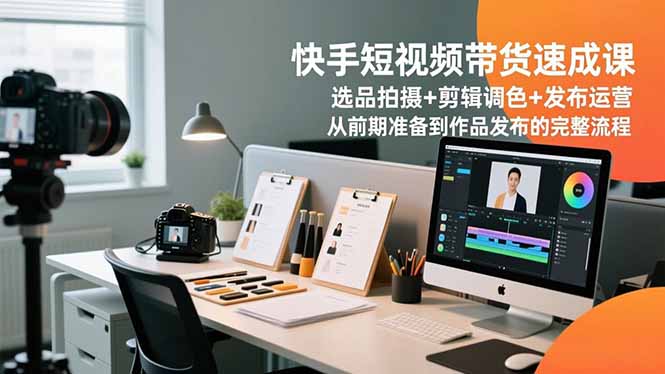 快手短视频带货速成课，选品拍摄+剪辑调色+发布运营，从前期准备到作品发布的完整流程网赚项目-副业赚钱-互联网创业-资源整合百读客