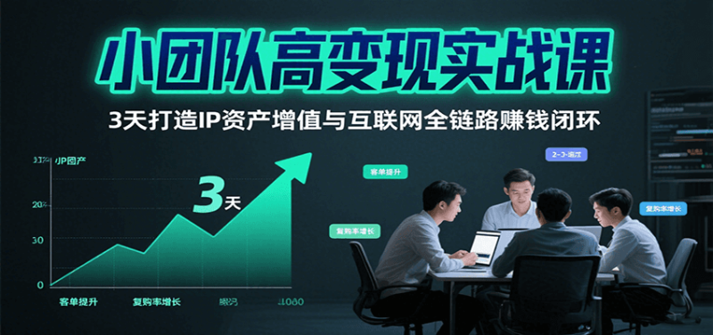小团队高变现实战课，3天打造IP资产增值与互联网全链路赚钱闭环（第二期）网赚项目-副业赚钱-互联网创业-资源整合百读客