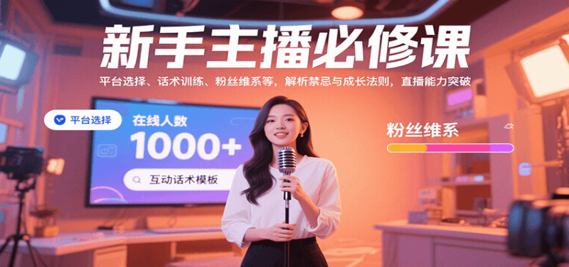 新手主播必修课:平台选择、话术训练、粉丝维系等,解析禁忌与成长法则,突破直播能力网赚项目-副业赚钱-互联网创业-资源整合百读客