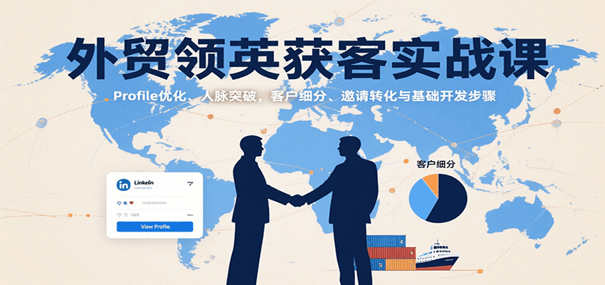外贸领英获客实战课：Profile优化、人脉突破，客户细分、邀请转化与基础开发步骤
